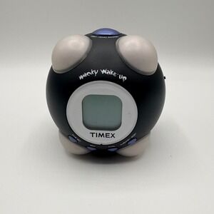 Timex Alarm Clock T156B Wacky Wake-up Talking Vibrating WORKS (some‎ corrosion)